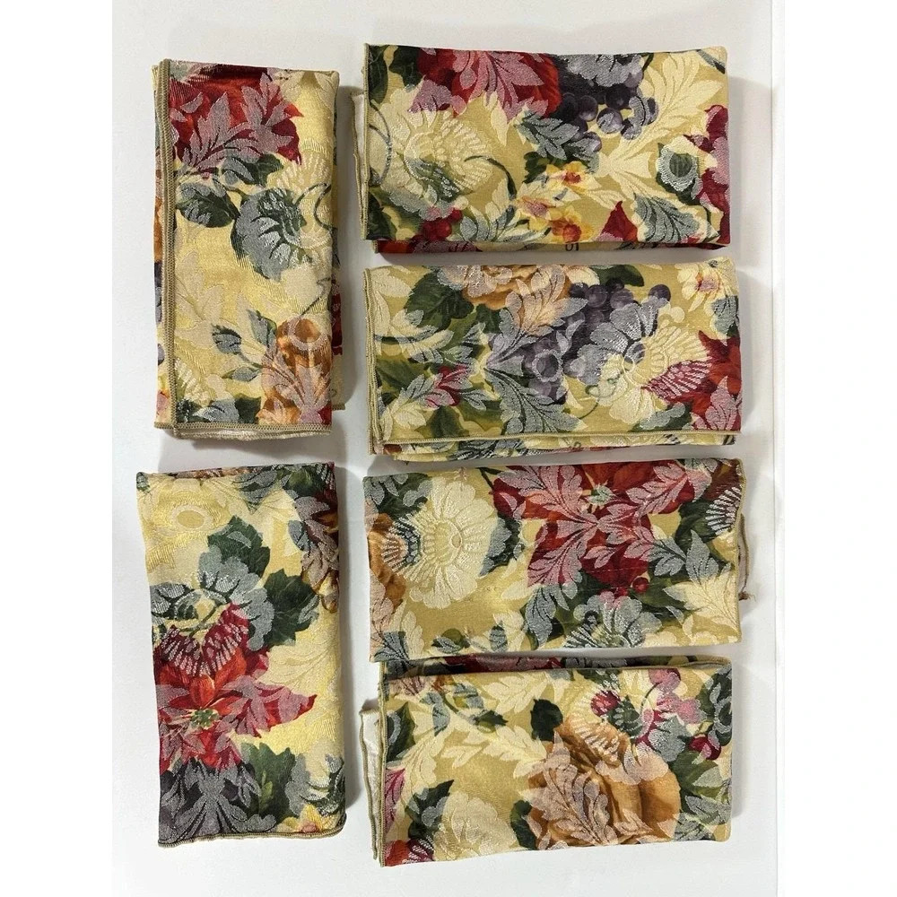 Floral Fruit Jacquard Cloth Napkins Set 6 ~18.5